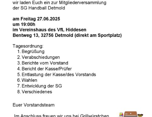 Einladung Jahreshauptversammlung SG Handball Detmold