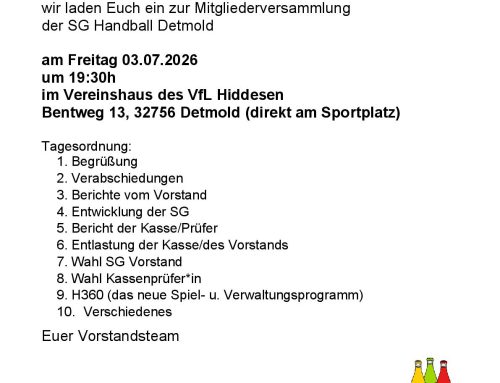 Einladung zur Mitgiederversammlung der SG Handball Detmold